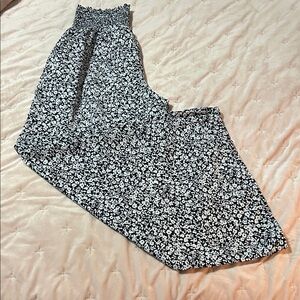 Sienna Sky Black and White Floral High Waist Wide Leg Pants